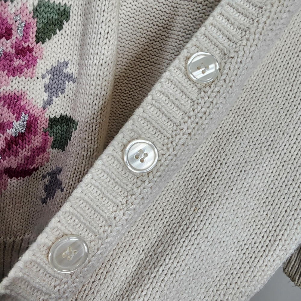 Vintage Jantzen Floral Embroidered‎ Cardigan Sweater Large - Picture 7 of 12
